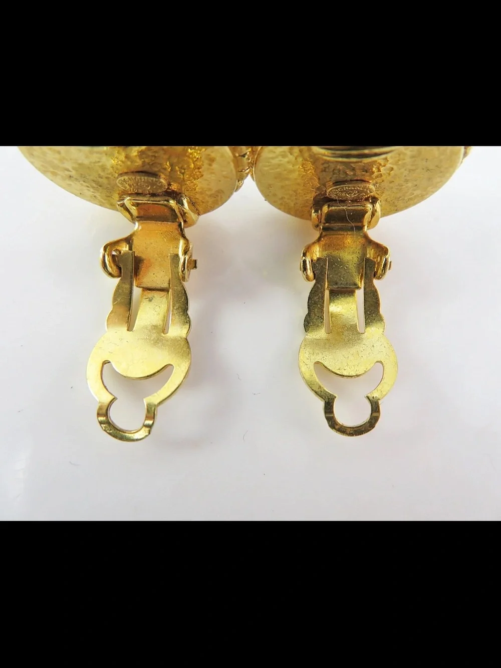 CHANEL Gold-Tone Clip-On Earrings with Pearlescent Cabochons